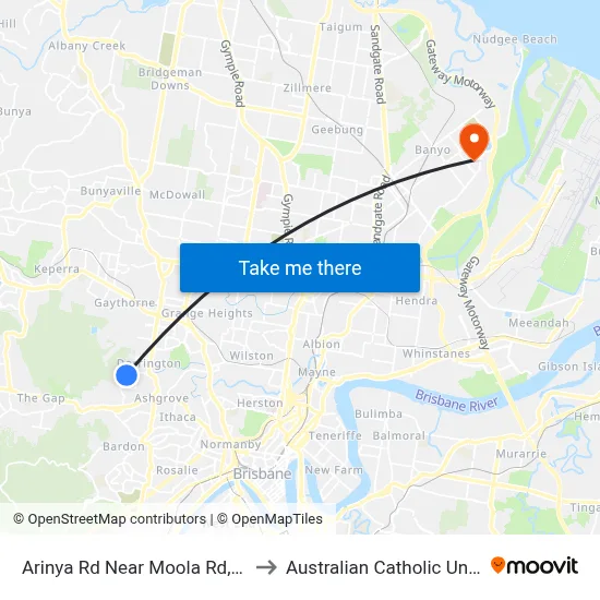 Arinya Rd Near Moola Rd, Stop 38 to Australian Catholic University map