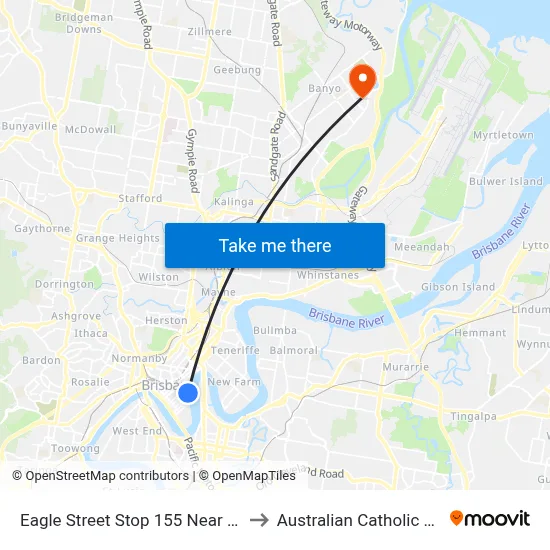 Eagle Street Stop 155 Near Charlotte St to Australian Catholic University map