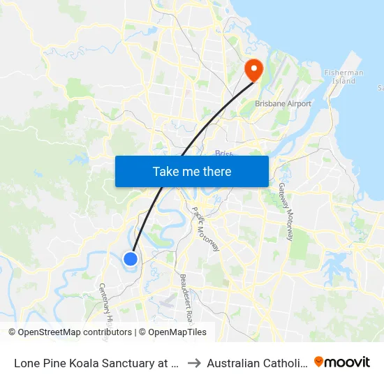 Lone Pine Koala Sanctuary at Lone Pine, Stop 42 to Australian Catholic University map