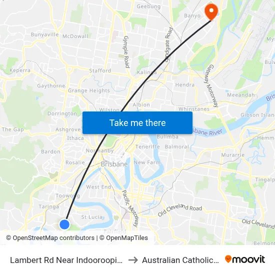 Lambert Rd Near Indooroopilly Rd, Stop 24 to Australian Catholic University map