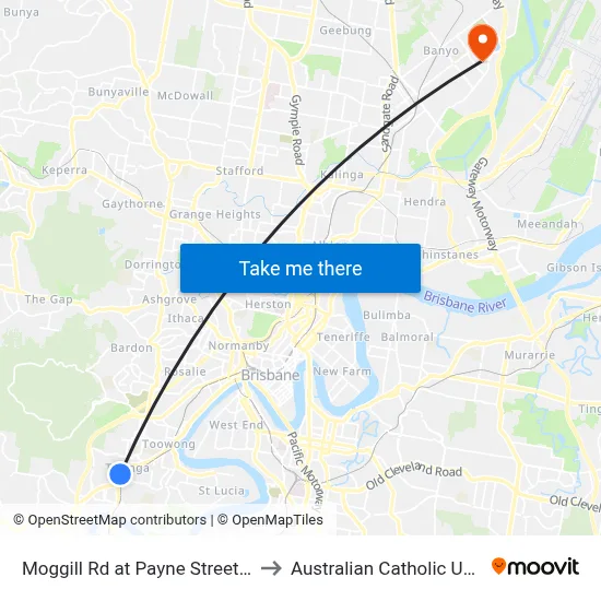 Moggill Rd at Payne Street, Stop 20 to Australian Catholic University map