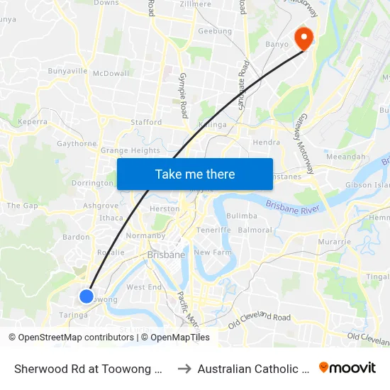 Sherwood Rd at Toowong West, Stop 22 to Australian Catholic University map