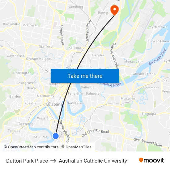 Dutton Park Place to Australian Catholic University map