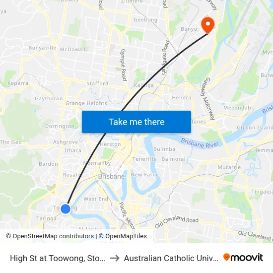 High St at Toowong, Stop 14a to Australian Catholic University map