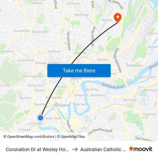 Coronation Dr at Wesley Hospital, Stop 9 to Australian Catholic University map