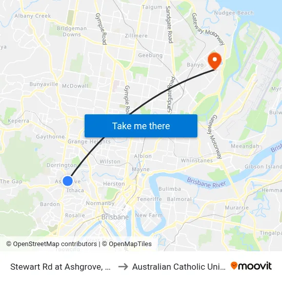 Stewart Rd at Ashgrove, Stop 46 to Australian Catholic University map
