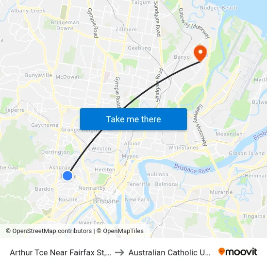 Arthur Tce Near Fairfax St, Stop 15 to Australian Catholic University map