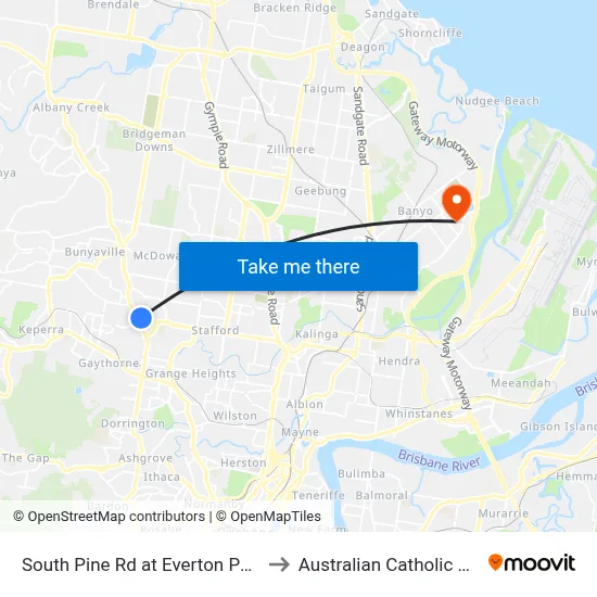 South Pine Rd at Everton Park, Stop 37 to Australian Catholic University map