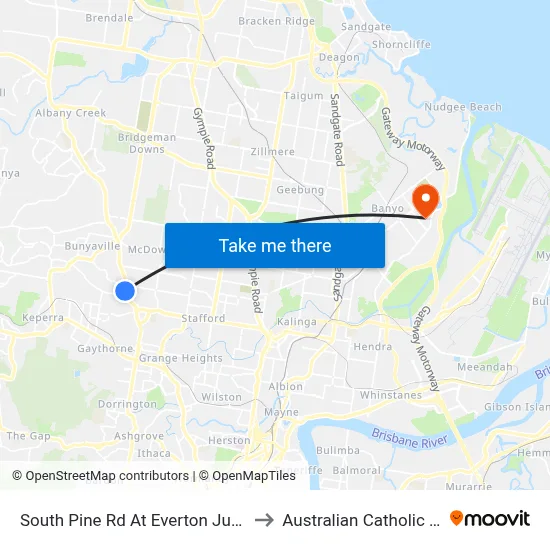 South Pine Rd At Everton Junction, Stop 7 to Australian Catholic University map