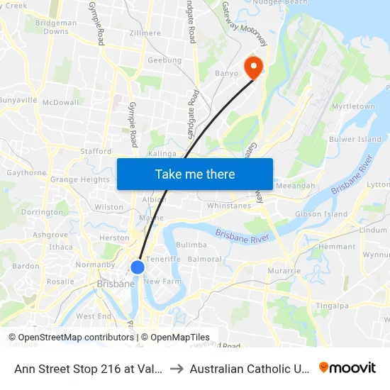 Ann Street Stop 216 at Valley Island to Australian Catholic University map