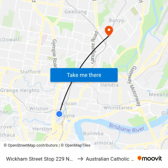 Wickham Street Stop 229 Near Warner St to Australian Catholic University map