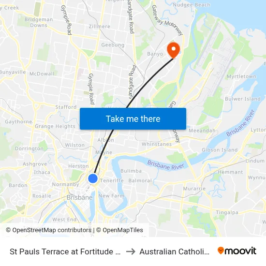 St Pauls Terrace at Fortitude Valley Stop 240 to Australian Catholic University map