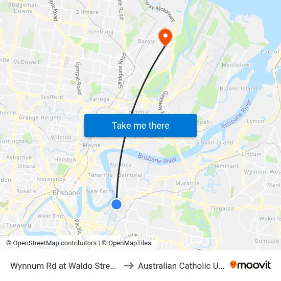 Wynnum Rd at Waldo Street, Stop 20 to Australian Catholic University map
