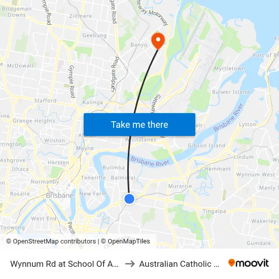 Wynnum Rd at School Of Arts, Stop 27 to Australian Catholic University map