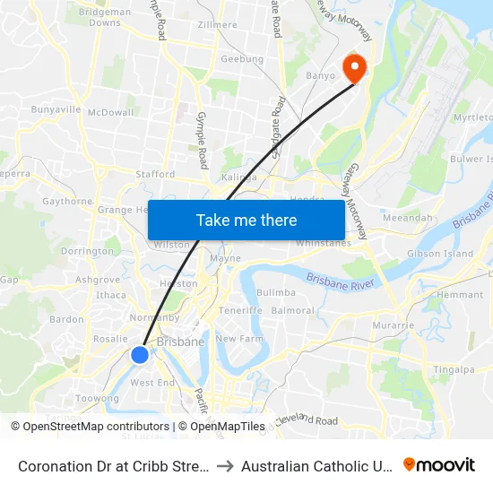 Coronation Dr at Cribb Street, Stop 4 to Australian Catholic University map