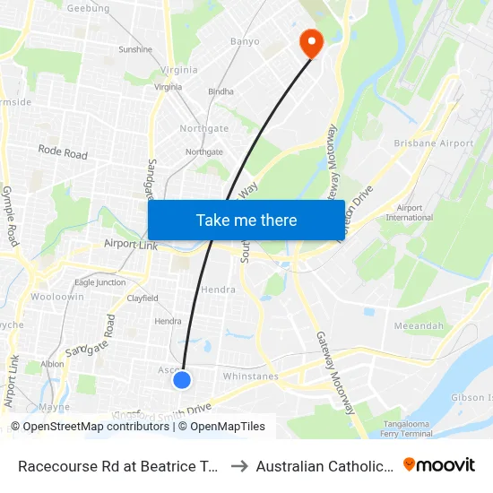 Racecourse Rd at Beatrice Terrace, Stop 22 to Australian Catholic University map