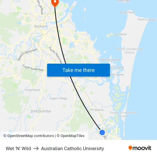 Wet 'N' Wild to Australian Catholic University map