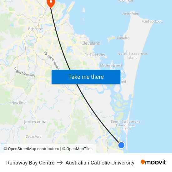 Runaway Bay Centre to Australian Catholic University map