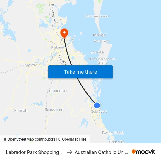 Labrador Park Shopping Centre to Australian Catholic University map