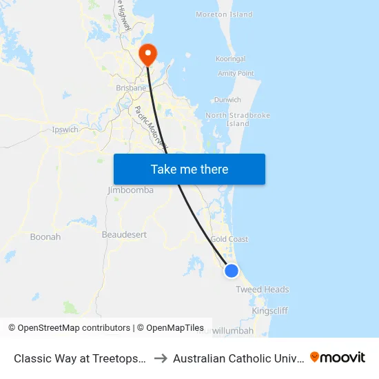 Classic Way at Treetops Plaza to Australian Catholic University map