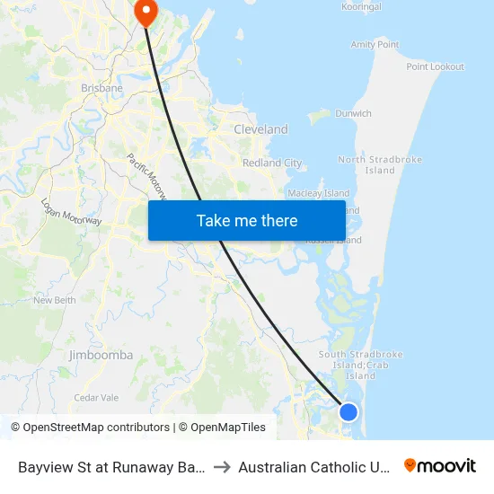 Bayview St at Runaway Bay Marina to Australian Catholic University map