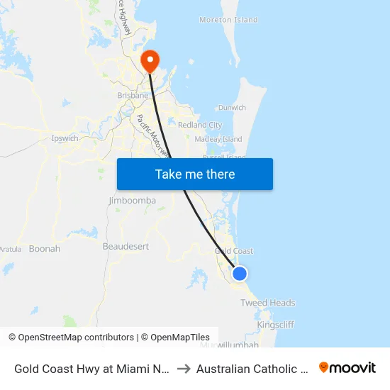 Gold Coast Hwy at Miami North Station to Australian Catholic University map