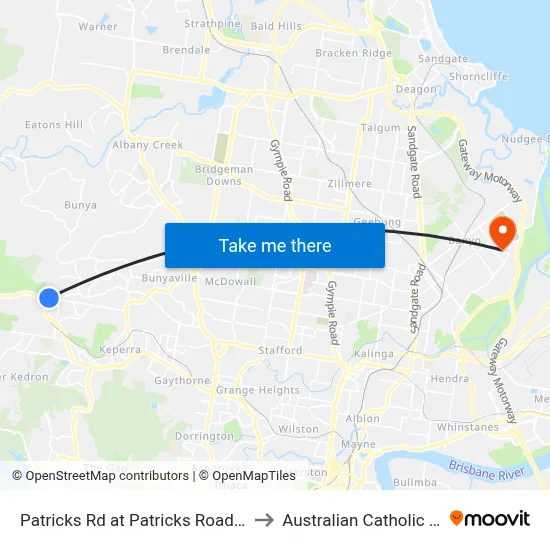 Patricks Rd at Patricks Road State School to Australian Catholic University map
