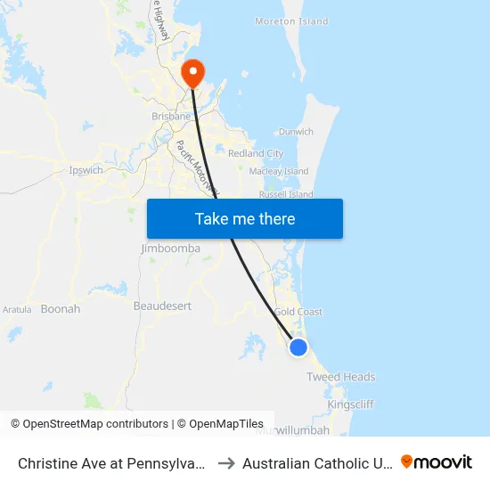 Christine Ave at Pennsylvania Avenue to Australian Catholic University map