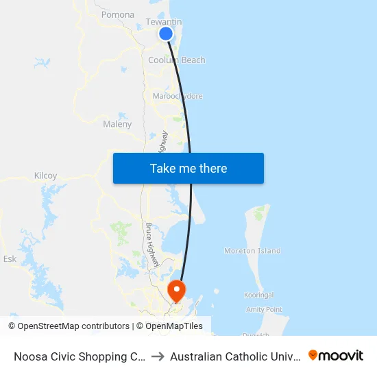 Noosa Civic Shopping Centre to Australian Catholic University map