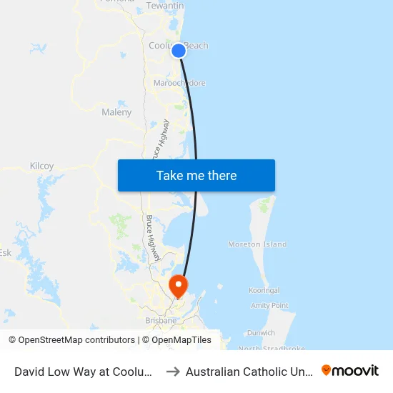 David Low Way at Coolum Beach to Australian Catholic University map