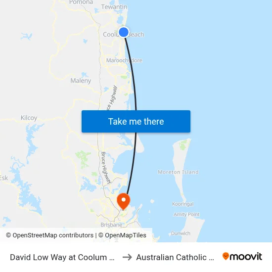 David Low Way at Coolum High School to Australian Catholic University map