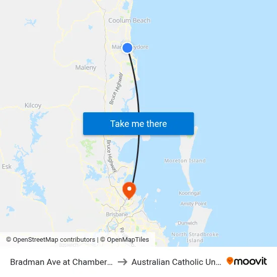 Bradman Ave at Chambers Island to Australian Catholic University map