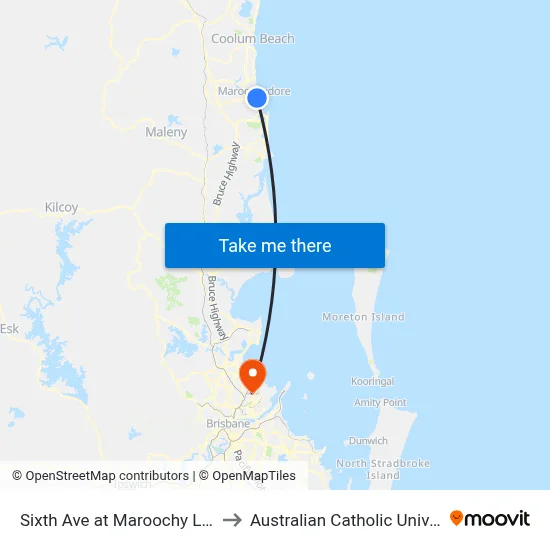 Sixth Ave at Maroochy Library to Australian Catholic University map