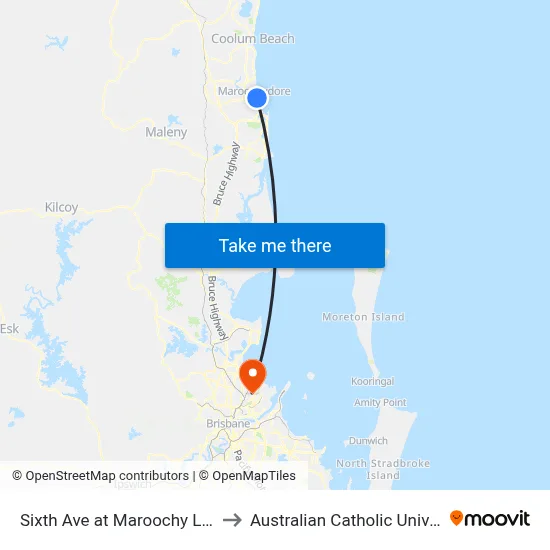 Sixth Ave at Maroochy Library to Australian Catholic University map