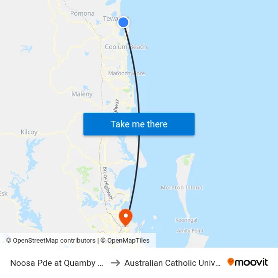 Noosa Pde at Quamby Place to Australian Catholic University map