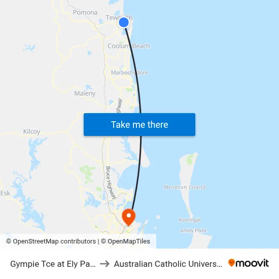 Gympie Tce at Ely Park to Australian Catholic University map