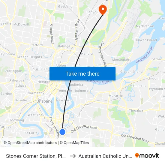 Stones Corner Station, Platform 1 to Australian Catholic University map