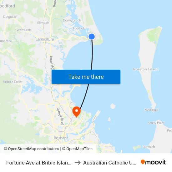 Fortune Ave at Bribie Island Central to Australian Catholic University map