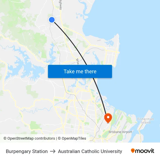 Burpengary Station to Australian Catholic University map