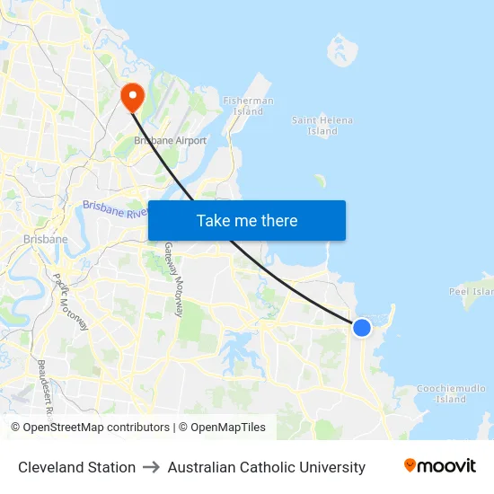 Cleveland Station to Australian Catholic University map