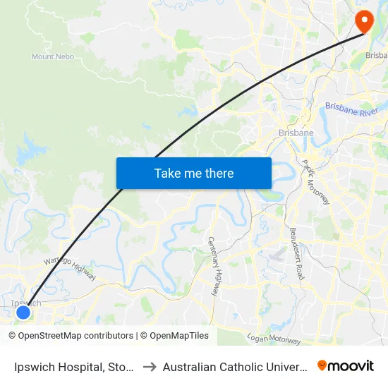 Ipswich Hospital, Stop A to Australian Catholic University map