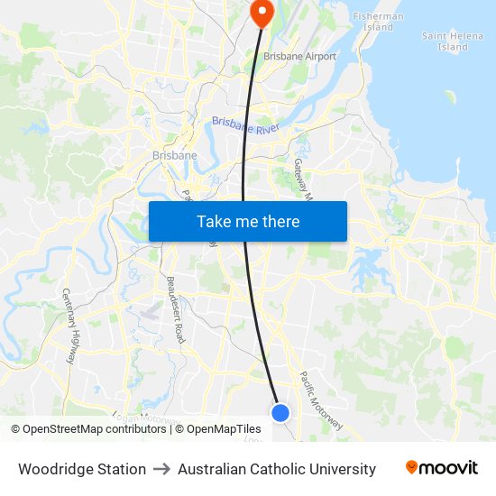 Woodridge Station to Australian Catholic University map