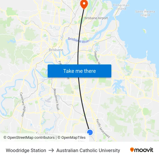 Woodridge Station to Australian Catholic University map