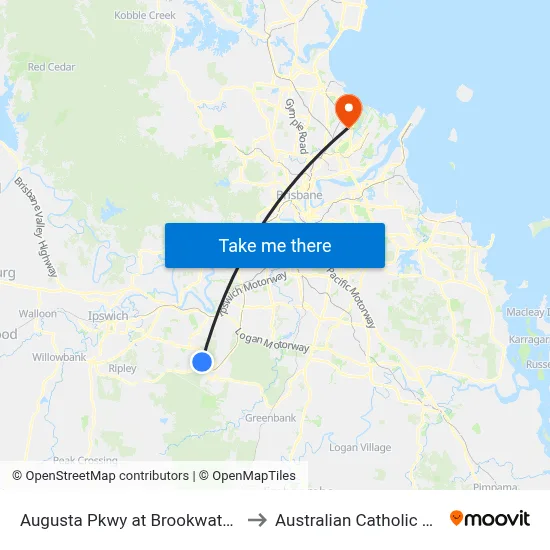 Augusta Pkwy at Brookwater Golf Club to Australian Catholic University map