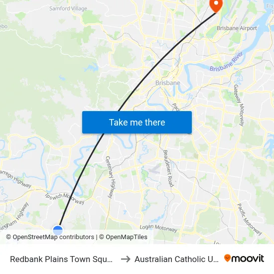 Redbank Plains Town Square, Stop B to Australian Catholic University map