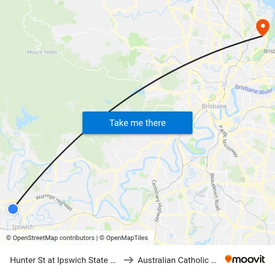 Hunter St at Ipswich State High School to Australian Catholic University map