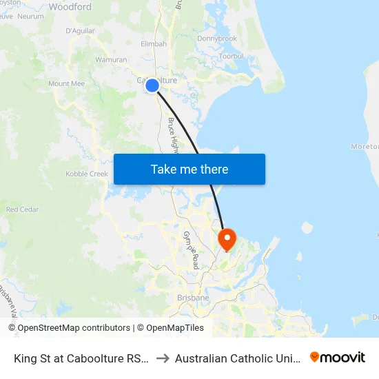 King St at Caboolture RSL Care to Australian Catholic University map
