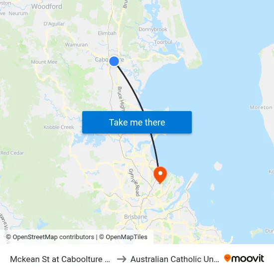 Mckean St at Caboolture Hospital to Australian Catholic University map