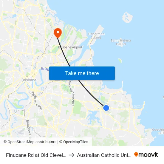 Finucane Rd at Old Cleveland Rd to Australian Catholic University map