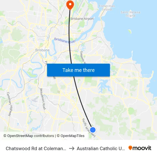 Chatswood Rd at Coleman Crescent to Australian Catholic University map